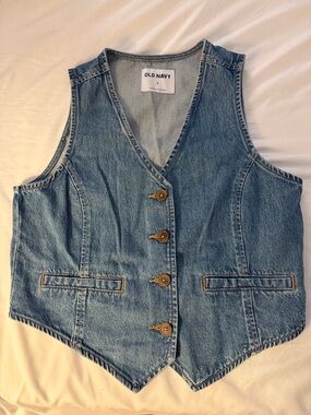 Old Navy Blue Denim Button-Front Vest